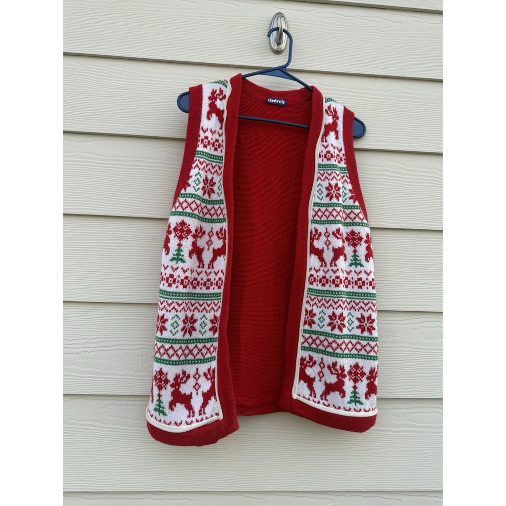 Vintage Women's Claire's Knitted Holiday Christmas Vest Size Medium - Picture 2 of 10